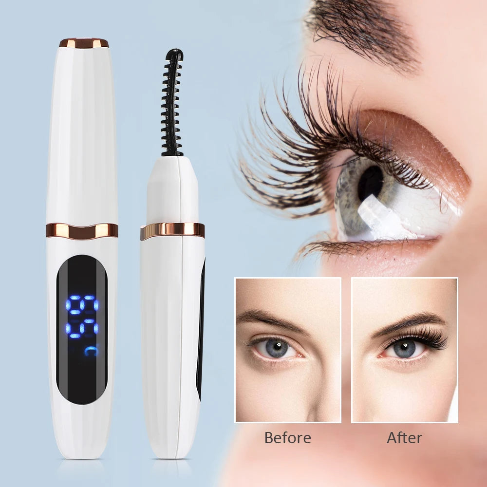 Electric Heated Eyelash Curler Portable Natural Eyelash Curling Device Long Lasting Professional Beauty Eyelash Styling